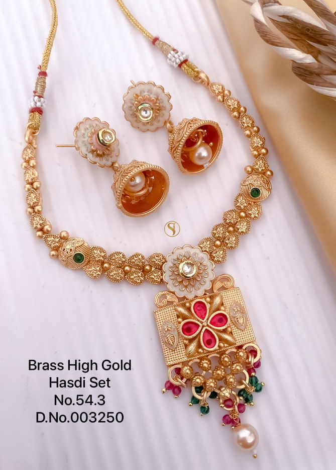 52 BH Matte Brass High Gold Hasadi Set Wholesale Shop In Surat
